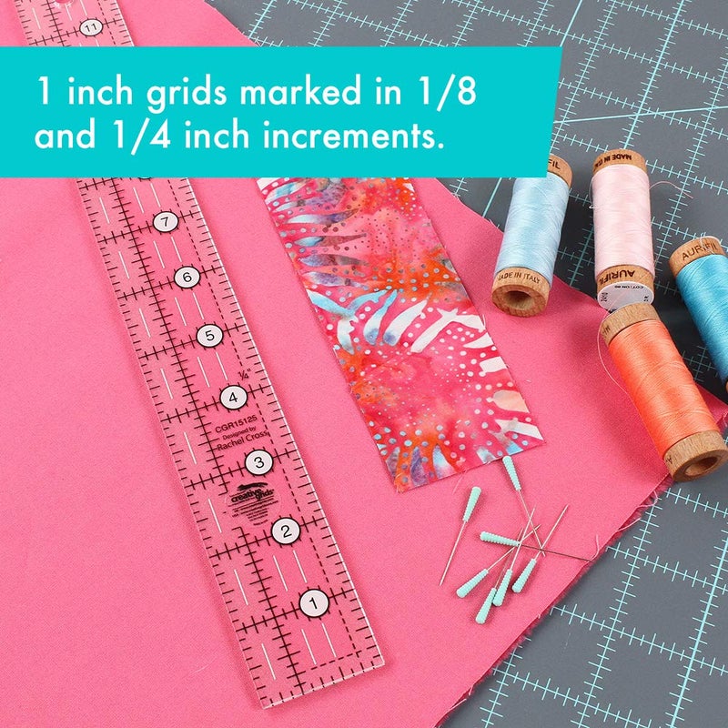 Creative Grids Quilt Ruler 1-1/2in x 12-1/2in Rectangle â€“ CGR15125 â€“ Made in USA, Non-Slip Grip Acrylic Quilting, Sewing, Crafting, Patchwork Ruler for Measuring & Cutting Fabric - Image 2